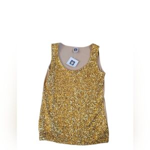Anne Klein Gold Sequined Tank Top Size S NWT